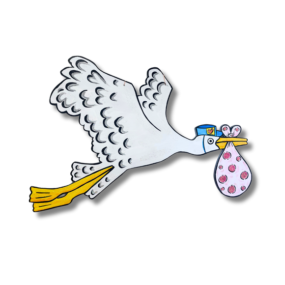 Pink Stork Door Hanger