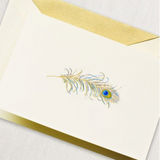 Crane Engraved Peacock Feather Notes