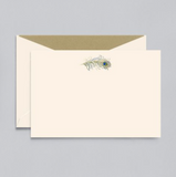 Crane Engraved Peacock Feather Correspondence Card