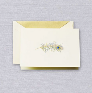 Crane Engraved Peacock Feather Notes