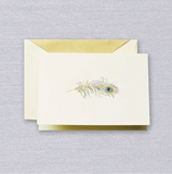 Crane Engraved Peacock Feather Notes