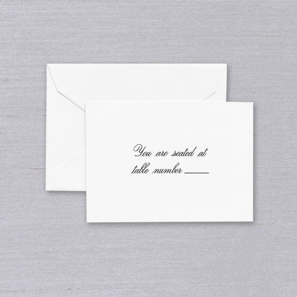 Crane Script Text White Table Card