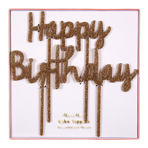 Happy Birthday Gold Glitter Acrylic Cake Topper