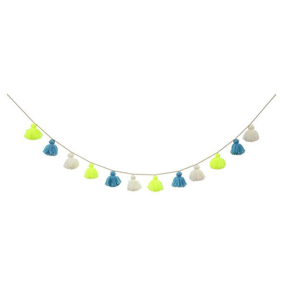 Blue Wool Tassel Garland