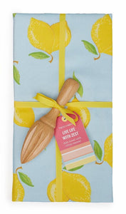 Dish Towel with Citrus Reamer: Lemon or Stripe Design