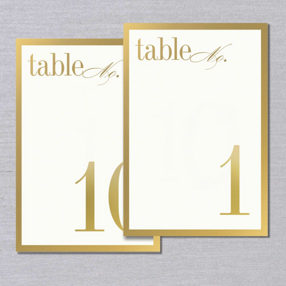 Vera Wang Gold Bordered Tented Table Numbers