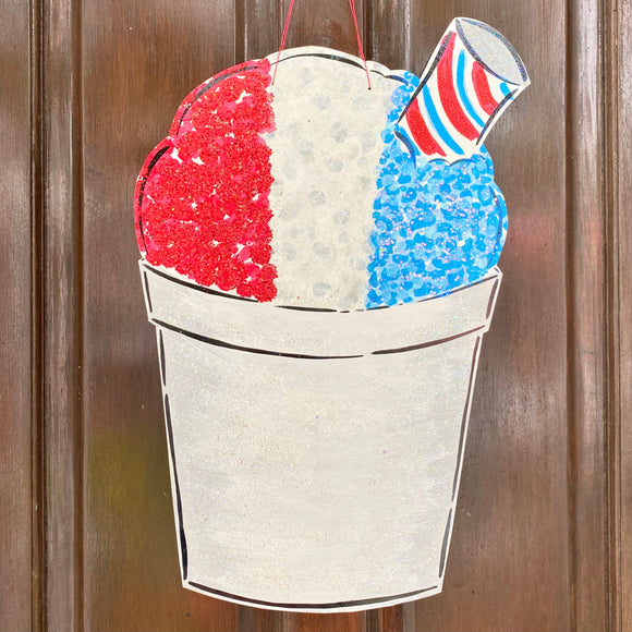 Patriotic Snowball Door Hanger